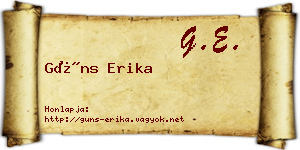 Güns Erika névjegykártya
